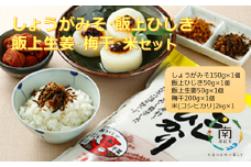 しょうがみそ・飯上ひじき・飯上生姜・梅干・米セット【令和7年産】 mi0005-0012 【しょうが ショウガ ジンジャー 生姜みそ かつお節 紫蘇 しそ シソ 蒟蒻 キュウリ ごはん】