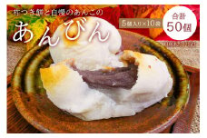 杵つき餅と自慢のあんこの｢あんびん（こし餡）｣50個（5個入り袋×10袋） mi0002-0005 【ヒメノモチ スイーツ 和菓子 お菓子 お餅 小豆 お雑煮 焼き餅 お汁粉 正月】
