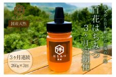 【定期便】【国産・100%天然】百花はちみつ3ヶ月連続定期便（260g×3ヶ月・とんがりポリ容器）祖父から引き継いだ自慢の一品 mi0075-0006