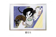 オリジナルデジタルイラスト（額入り）『猫たち』 mi0105-0001-15