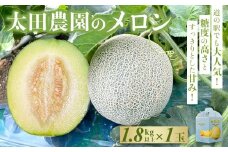 【先行予約】【6月上旬～中旬発送予定】道の駅でも大人気! 糖度の高さとすっきりとした甘みが特徴! 太田農園のメロン 1.8kg以上×1玉 SMBW001