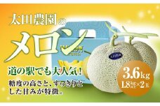 【先行予約】【6月上旬～中旬発送予定】道の駅でも大人気! 糖度の高さとすっきりとした甘みが特徴! 太田農園のメロン 3.6kg(1.8kg以上×2玉) SMBW002