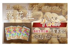 千葉県 大網白里市産 落花生中粒バターピー大袋4袋セット 落花生 おつまみ 千葉県産 大網白里市 送料無料
