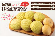 神戸屋ホイップ入りメロンパン2種と生くりぃむぱん（チョコ）のセット　全8個 ふるさと納税 パン パンセット