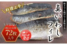 調理上手＜真いわしフィレ＞72枚 (6枚入り×12袋) ふるさと納税 いわし イワシ 鰯 魚 魚介 フィレ 切り身 料理 千葉県 大網白里市 送料無料 AE002