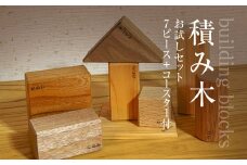 積み木（お試しセット　７ピース＋コースター付） ふるさと納税 木 木材 木工 小物 インテリア 天然素材 おもちゃ 玩具 積み木 木製 無塗装 安全 ブロック 子ども 赤ちゃん 千葉県 大網白里市 AO018