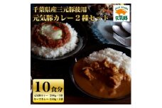 元気豚カレー2種セット(元気豚カレー 5P、キーマカレー 5P　計10食分)＜保存食・備蓄・ギフト＞【1380518】