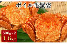大型 ボイル毛ガニ姿　800g×2尾 1.6kg　送料無料 [№5743-0168]