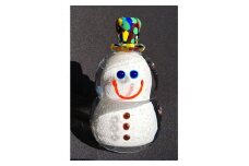 千葉県横芝光町産　ガラス雪だるま/SnowMan サイズ:H約90mm×W約55mm【1095152】