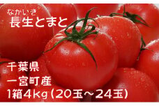長生（ながいき）とまと１箱（20～24個(約4kg)）一宮町産 トマト