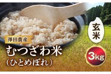 令和5年産米 むつざわ米（ひとめぼれ）玄米 3kg 澤田農産 F21G-184