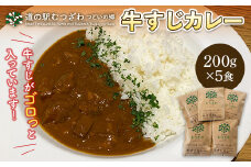 「むつざわ温泉 つどいの湯」 オリジナルレシピの牛すじカレー5食入 レトルトカレー 簡単調理 温めるだけ 保存食 長期保存 牛筋 千葉県 睦沢町 F22G-212