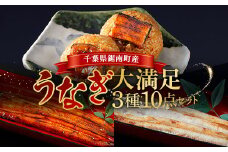 千葉県鋸南町産 無投薬 うなぎ大満足3種10点セット (鰻の蒲焼3本・鰻の白焼2本・うなむすび5個) 個包装 国産 養殖 鰻 うなぎ ウナギ 蒲焼き かば焼き 冷凍 千葉県 鋸南町 F22X-184
