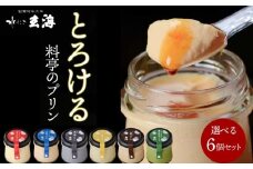 【玄海】料亭のぷりん6種セット【6個入り】 プリン ぷりん セット 濃厚 なめらか 6個 黒胡麻 ほうじ茶 昭和 かため 珈琲 抹茶 玄海 新宿 東京 0003-022-S05