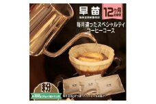 【早苗】焙煎珈琲豆（★12か月定期便★　毎月違ったスペシャルティコーヒーコース　計12種）粉 定期便 12回 1年 スペシャルティコーヒー 珈琲 ランダム お楽しみ 月替わり 300g 小分け ジッパー チャック付き 粉 東京 新宿 0020-029-S05-B