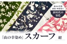 染めの王国新宿　神楽坂生まれの新時代の染色　「山の幸染め」スカーフ　紺