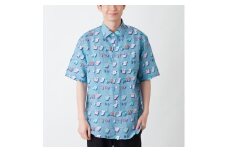 麻100％サマーランドリー柄プリント半袖シャツ M オリジナル柄 プレミアム生地 シャツ 服 清潔感 夏 旅行 リラックス リラックスタイム ギフト プレゼント 贈り物 友人 家族 東京 新宿 0139-001-S06-1