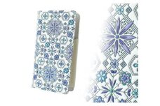 【浅草文庫】スマホケース 花菱柄 (カラー：ブルー)