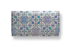 【浅草文庫】かぶせ長財布〈花菱柄〉 (カラー：ブルー)