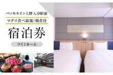 【ベッセルイン上野入谷駅前】ツインルーム宿泊券 1泊2名様〈マグロ食べ放題！朝食付〉 | ホテル 宿泊 ペア ギフト クーポン 券 宿泊補助券 東京 旅行 観光 出張 トラベル 旅