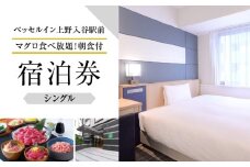 【ベッセルイン上野入谷駅前】スタンダードシングルルーム宿泊券 1泊1名様〈マグロ食べ放題！朝食付〉 | ホテル 宿泊 ギフト クーポン 券 宿泊補助券 東京 旅行 観光 出張 トラベル 旅