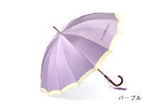 【前原光榮商店】婦人用雨傘 ボーダー-W-カーボン〈手元：寒竹〉 (カラー：パープル)