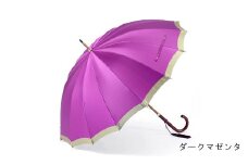 【前原光榮商店】婦人用雨傘 ボーダー-W-カーボン〈手元：寒竹〉 (カラー：ダークマゼンタ)