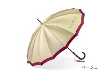 【前原光榮商店】婦人用雨傘 ボーダー-W-カーボン〈手元：寒竹〉 (カラー：ベージュ)