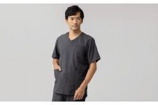レピウスの白衣 【メンズ】スクラブ リンクル / ネーム刺繍付き (カラー：チャコール、サイズ：2L)
