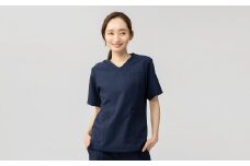 レピウスの白衣 【レディース】スクラブ リンクル / ネーム刺繍付き (カラー：ネイビー、サイズ：L)