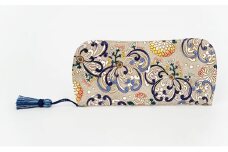 【文庫屋大関】メガネケース　乱菊＜青紫＞【皮革工芸品】[№5619-1026]