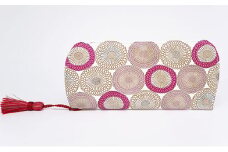 【文庫屋大関】メガネケース　笠菊＜桃花＞【皮革工芸品】[№5619-1030]