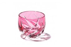 江戸切子 ぐいのみ 「焔」 金赤 【玻璃匠山田硝子】切子 グラス 工芸品 伝統工芸[№5619-1123]