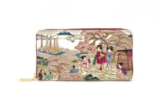 【文庫屋大関】大容量　ぐるっとファスナーの長財布　浮世絵　御殿山【皮革工芸品】[№5619-1229]