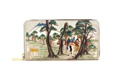 【文庫屋大関】大容量　ぐるっとファスナーの長財布　浮世絵　吉原【皮革工芸品】[№5619-1233]