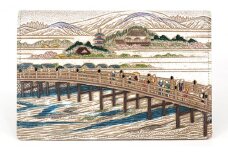 【文庫屋大関】パーソナルホルダー　浮世絵　三条大橋【皮革工芸品】[№5619-1238]