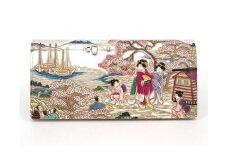 【文庫屋大関】スッキリ大人の財布　束入れ　浮世絵　御殿山【皮革工芸品】[№5619-1244]