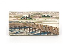 【文庫屋大関】スッキリ大人の財布　束入れ　浮世絵　三条大橋【皮革工芸品】[№5619-1246]