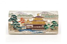 【文庫屋大関】スッキリ大人の財布　束入れ　浮世絵　金閣寺【皮革工芸品】[№5619-1249]
