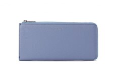 牛革ロングウォレット＜薄マチL字ファスナー長財布＞【SK002】アイスブルー[№5619-7475]1257