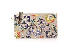 【文庫屋大関】すっきりカードケース　乱菊＜青紫＞【皮革工芸品】[№5619-1300]