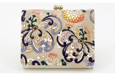 【文庫屋大関】三つ折りミニ財布　乱菊（青紫）【皮革工芸品】[№5619-1395]