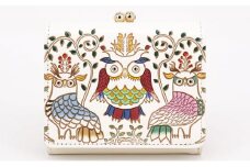 【文庫屋大関】三つ折りミニ財布　ふくろう【皮革工芸品】[№5619-1417]