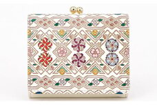 【文庫屋大関】三つ折りミニ財布　花菱【皮革工芸品】[№5619-1419]
