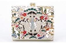 【文庫屋大関】三つ折りミニ財布　むかい鶴【皮革工芸品】[№5619-1431]