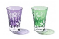 江戸切子 タンブラー 「鉄線」 ペア （紫/グリーン） 【玻璃匠山田硝子】切子 グラス 工芸品 伝統工芸[№5619-1471]