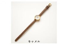 すみだ北斎美術館オリジナル 北斎 新形小紋帳 輪ちがい麻の葉 腕時計レディース ゴールド【キャメル】 [№5619-7680]1486