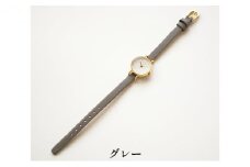 すみだ北斎美術館オリジナル 北斎 新形小紋帳 輪ちがい麻の葉 腕時計レディース ゴールド【グレー】 [№5619-7681]1486