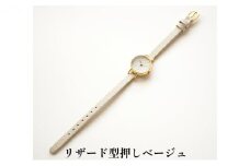 すみだ北斎美術館オリジナル 北斎 新形小紋帳 輪ちがい麻の葉 腕時計レディース ゴールド【リザード型押しベージュ】 [№5619-7683]1486