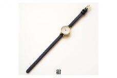 すみだ北斎美術館オリジナル 北斎 新形小紋帳 輪ちがい麻の葉 腕時計レディース ゴールド【紺】 [№5619-7684]1486